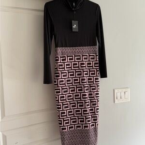 New Black and Pink Geometric Dress